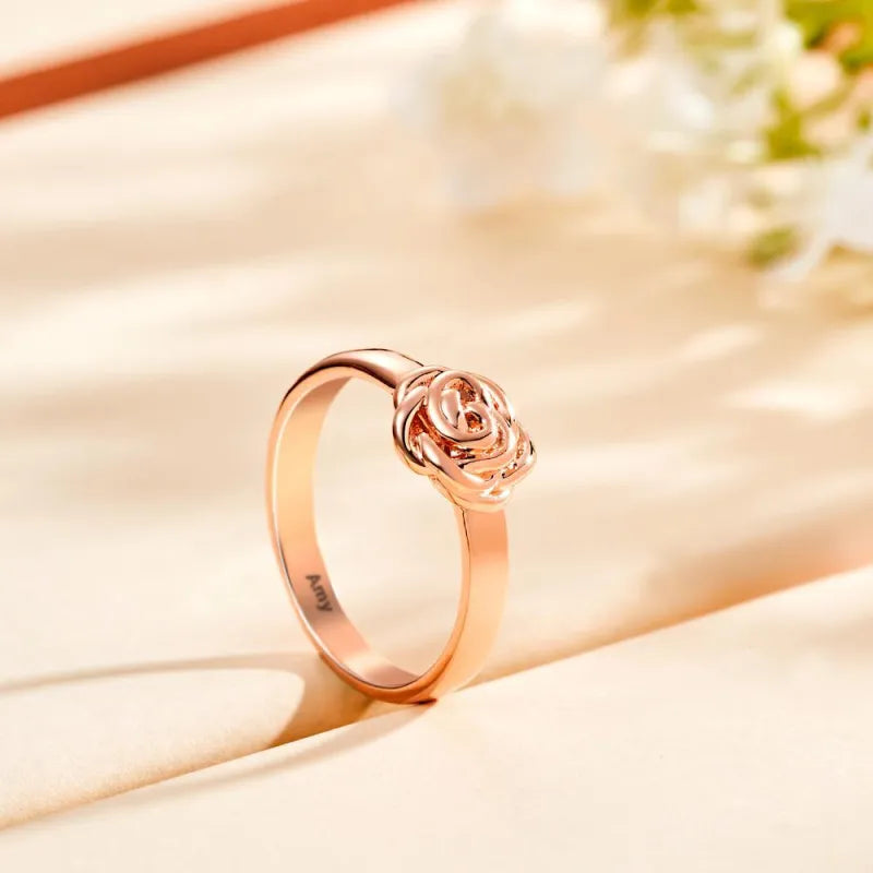 Custom Engraved Name Ring Rose Ring Gift for Women Valentines Gift