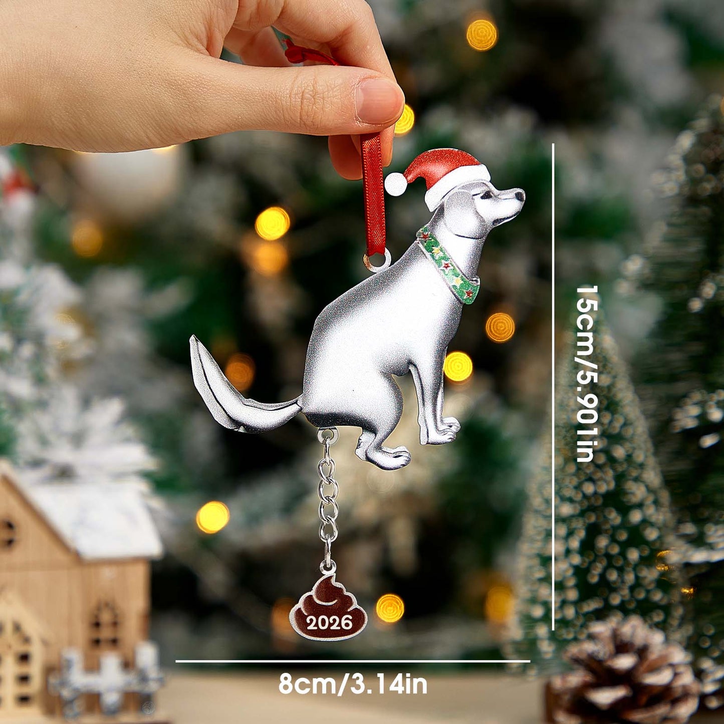 Personalized Funny Pooping Dog Ornament for 2026 Christmas Tree Decoration Gifts for Family Friends