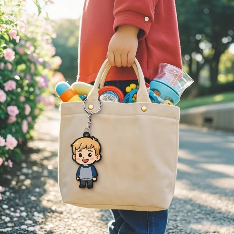 Custom Photo Cartoon Keychain Bag Charm Personalized from Your Photo Unique Keepsake Valentines Gift for Her