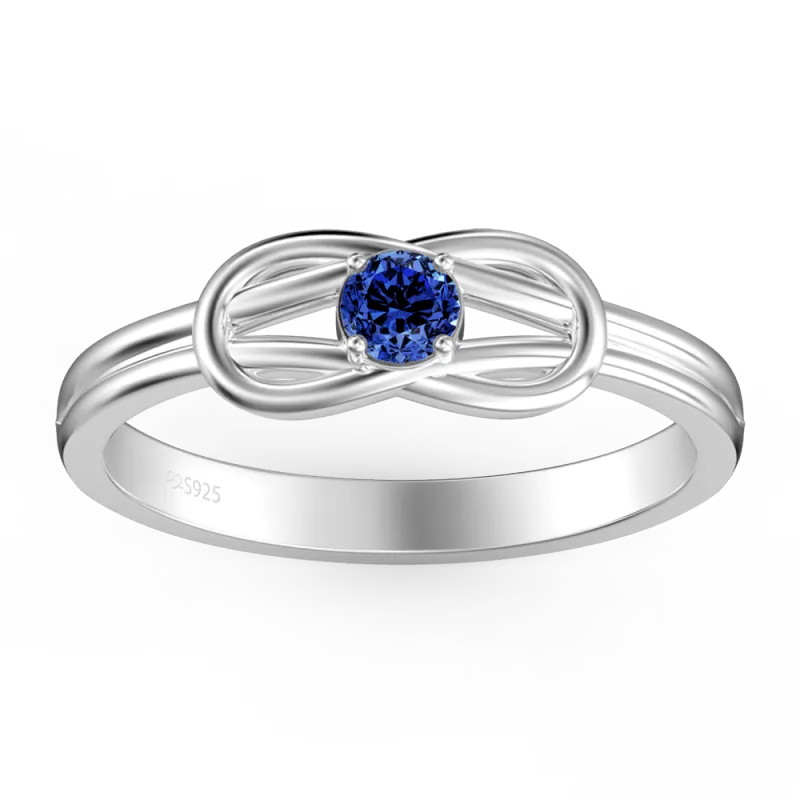 Personalised Birthstone Love Knot Silver Ring Wedding Gift Anniversary Gift Birthday Gift Valentines Gift