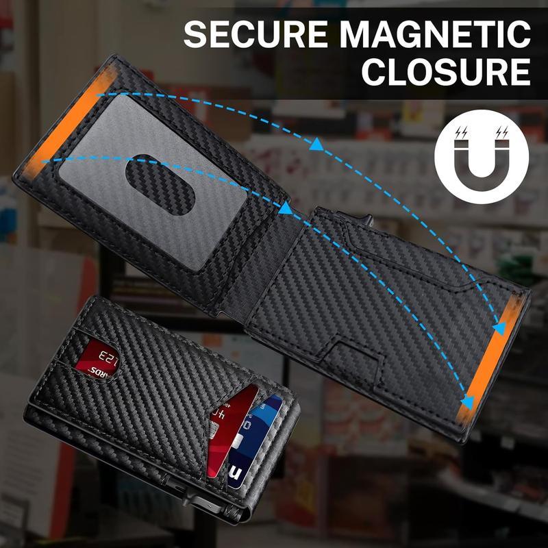 Men’s Foldable Wallet with Bifold Pop - Up ID Window RFID-Blocking  Secure Compact Card Holder Gift for Men Gift for Dad